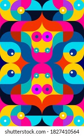 Minimalist geometric artwork poster full of colors with simple shapes and figures. Abstract dot vector pattern design in Scandinavian style for web banners, business presentations, branding, wallpaper