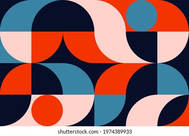 Minimalist geometric artwork poster full of colors with simple shapes and figures. Abstract dot vector pattern design in Scandinavian style for web banners, business presentations, branding, wallpaper