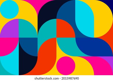 Minimalist geometric artwork poster full of colors with simple shapes and figures. Abstract dot vector pattern design in Scandinavian style for web banners, business presentations, branding, wallpaper