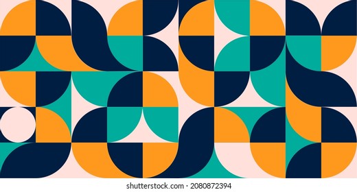 Minimalist geometric artwork poster full of colors with simple shapes and figures. Abstract dot vector pattern design in Scandinavian style for web banners, business presentations, branding, wallpaper