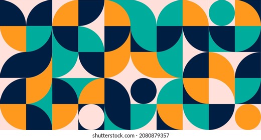 Minimalist geometric artwork poster full of colors with simple shapes and figures. Abstract dot vector pattern design in Scandinavian style for web banners, business presentations, branding, wallpaper