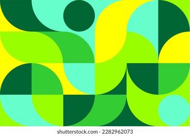 Cartel de arte geométrico minimalista lleno de colores con formas y figuras simples. Resumen de diseño de patrones de vector punto en estilo escandinavo para banners web, presentaciones de negocios, marca, fondo de pantalla