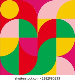 Minimalist geometric artwork poster full of colors with simple shapes and figures. Abstract dot vector pattern design in Scandinavian style for web banners, business presentations, branding, wallpaper