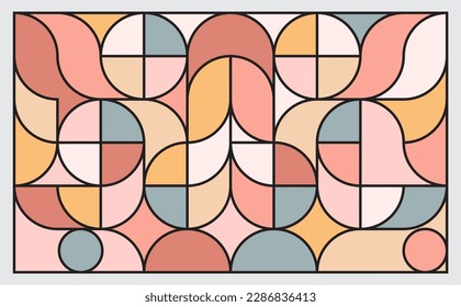 Minimalist geometric artwork poster full of colors with simple shapes and figures. Abstract dot vector pattern design in Scandinavian style for web banners, business presentations, branding, wallpaper