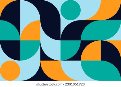 Minimalist geometric artwork poster full of colors with simple shapes and figures. Abstract dot vector pattern design in Scandinavian style for web banners, business presentations, branding, wallpaper