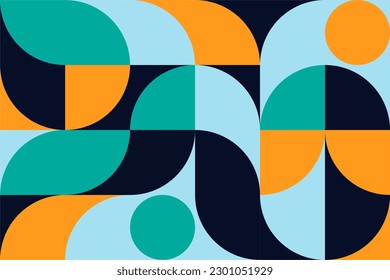 Cartel de arte geométrico minimalista lleno de colores con formas y figuras simples. Resumen de diseño de patrones de vector punto en estilo escandinavo para banners web, presentaciones de negocios, marca, fondo de pantalla