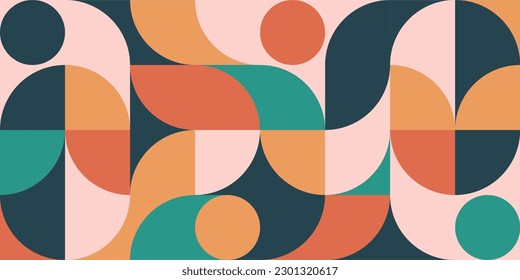 Minimalist geometric artwork poster full of colors with simple shapes and figures. Abstract dot vector pattern design in Scandinavian style for web banners, business presentations, branding, wallpaper