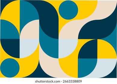 Minimalist geometric artwork poster full of colors with simple shapes and figures. Abstract dot vector pattern design in Scandinavian style for web banners, business presentations, branding, wallpaper