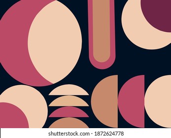 Afiche de arte geométrico minimalista con formas y figuras simples. Resumen de diseño de patrones vectoriales al estilo escandinavo para presentaciones de negocios, paquetes de marca, impresiones de tela, fondos de pantalla