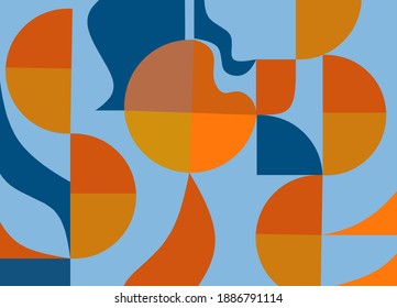 Minimalist geometric artwork poster with simple shapes and images. Abstract vector pattern design in Scandinavian style for web banners, business presentations, brand packages, fabric prints, wallpape