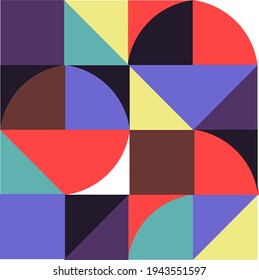 Minimalist geometric artwork poster with simple shapes and images. Abstract vector pattern design in Scandinavian style for web banners, brand packs, fabric prints, wallpapers