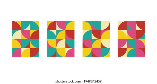 Minimalist geometric artwork poster with simple shapes and images. Abstract vector pattern design in Scandinavian style for web banners, business presentations, brand packs, fabric prints, wallpapers