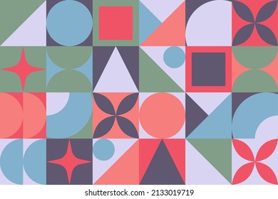 Afiche de arte geométrico minimalista con forma y figura simples. Resumen de diseño de patrones vectoriales. Puede usarse para banner web, presentación de negocios, paquete de marca, impresión de tela y papel tapiz.