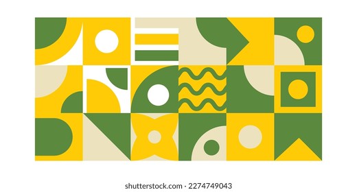 Afiche de arte geométrico minimalista con formas e imágenes simples. Resumen de diseño de patrones vectoriales al estilo escandinavo para banners web, presentaciones de negocios, paquetes de marcas, impresiones de tela, fondos de escritorio