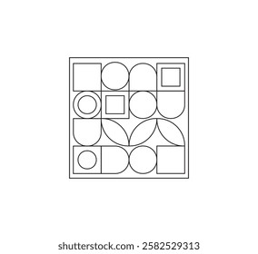 Minimalist geometric artwork poster with simple shapes and figures. Abstract vector pattern design, business presentation, branding package, fabric print, wallpaper. white background