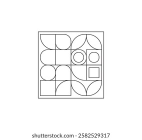 Minimalist geometric artwork poster with simple shapes and figures. Abstract vector pattern design, business presentation, branding package, fabric print, wallpaper. white background