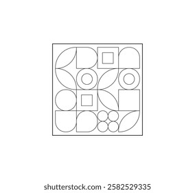 Minimalist geometric artwork poster with simple shapes and figures. Abstract vector pattern design, business presentation, branding package, fabric print, wallpaper. white background