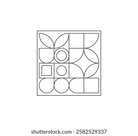 Minimalist geometric artwork poster with simple shapes and figures. Abstract vector pattern design, business presentation, branding package, fabric print, wallpaper. white background