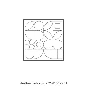 Minimalist geometric artwork poster with simple shapes and figures. Abstract vector pattern design, business presentation, branding package, fabric print, wallpaper. white background