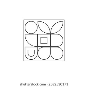 Minimalist geometric artwork poster with simple shapes and figures. Abstract vector pattern design, business presentation, branding package, fabric print, wallpaper. white background