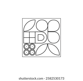 Minimalist geometric artwork poster with simple shapes and figures. Abstract vector pattern design, business presentation, branding package, fabric print, wallpaper. white background