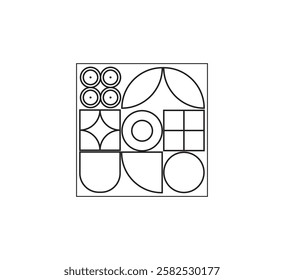 Minimalist geometric artwork poster with simple shapes and figures. Abstract vector pattern design, business presentation, branding package, fabric print, wallpaper. white background