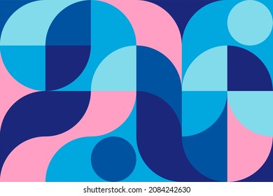 Minimalistisches geometrisches Kunstwerk Poster weich pinky blau mit einfachen Formen und Figuren. Abstraktes Vektordesign im skandinavischen Stil für Webbanner, Geschäftsvorführungen, Branding, Bildschirmhintergründe.