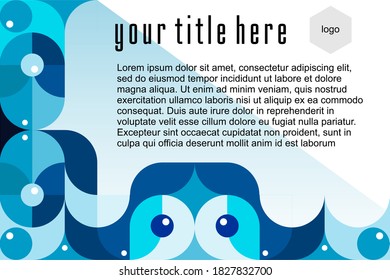 Minimalist geometric artwork presentation blue colors with simple shapes and figures. Abstract dot vector pattern design in Scandinavian style for web banners, business presentations, wallpaper