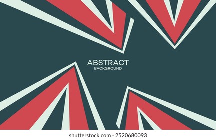 A minimalist geometric background featuring red and white lines intersecting on a teal base.