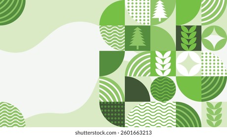 Minimalist Geometric Background. Green Background With Environmental Theme. Modern Green Background With Plant Concept