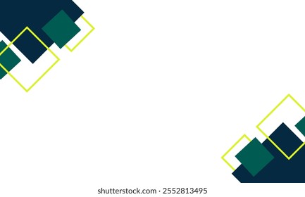 Ein minimalistischer, geometrischer Hintergrund mit überlappenden Quadraten in Grün-, Gelb- und Blautönen. Das Design schafft einen dynamischen und modernen visuellen Effekt.