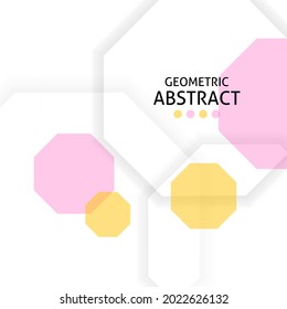 Minimalist geometric background with soft pink and yellow octagonal shapes Clean vector layout, great for business cards, brochures, web presentations,stylish abstract design needs.