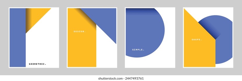 Minimalist geometric background template set. Simple creative shapes backdrop. Circle, rectangle, and triangle shape design for poster, banner, cover, presentation, or flyer.