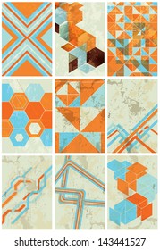minimalist geometric background vector collection with grunge texture