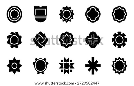 Minimalist geometric badge frames and decorative star shapes silhouette vector illustration for logo design certificate border sticker label branding elements