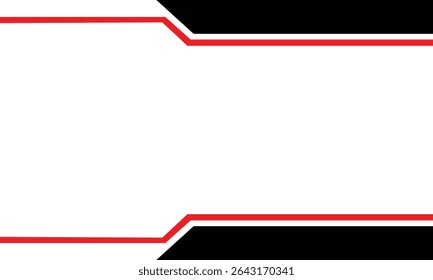 Minimalist geometric banner with bold black edges and red outlined borders on a white background. Ideal for flyers, headers, presentations, or corporate branding materials.