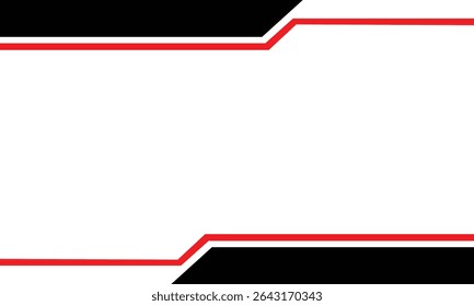 Minimalist geometric banner with bold black edges and red outlined borders on a white background. Ideal for flyers, headers, presentations, or corporate branding materials.