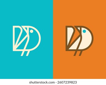 Minimalist geometric bird logo with abstract line art. Perfect for branding, nature, eco-friendly, and creative businesses. Scalable vector, easy to customize.