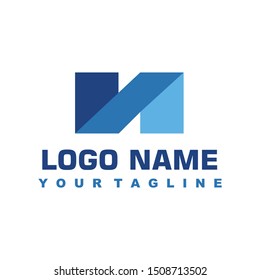 minimalist geometric blue logo vector design