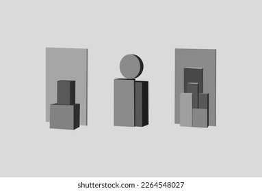 Minimalist geometric brutal shapes.Black basic memphis  abstract forms.Bauhaus elements. Art vector set en trendy modern colors.
