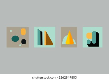 Minimalist geometric brutal shapes.Colorful basic memphis  abstract forms.Bauhaus elements. Art vector set en trendy modern colors.
