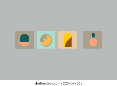 Minimalist geometric brutal shapes.Colorful basic memphis  abstract forms.Bauhaus elements. Art vector set en trendy modern colors.
