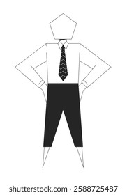 Minimalist geometric business figure black and white 2D line character. Workplace identity. Individual professional. Businessperson isolated vector outline personage. Monochromatic spot illustration