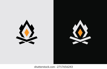 Minimalista Geométrico Campfire fogo ícone da chama Design