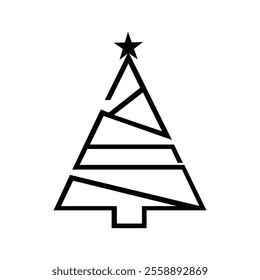 Minimalist geometric Christmas tree design with a star for modern holiday decoration