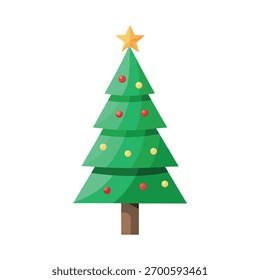 Ilustración vectorial geométrica minimalista del árbol de navidad en el fondo blanco limpio con las Formas lisas y la estética moderna de Festiva