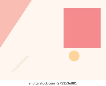 Composición geométrica minimalista con cuadrado rosa, círculo beige y Formas diagonales sobre un fondo crema claro, diseño abstracto moderno