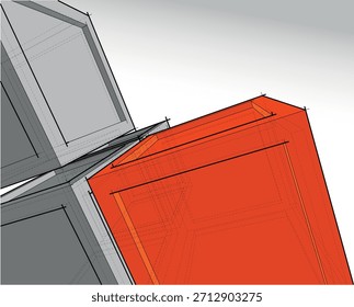 Composición geométrica minimalista con cajas delineadas