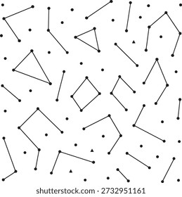 Minimalist Geometric Constellation Pattern Background with Black Dots and Lines for Wallpaper, Textile, and Web Design, EPS 10 Vector.