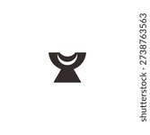 Minimalist Geometric Crescent Chalice Logo Icon in Black Monochrome Design